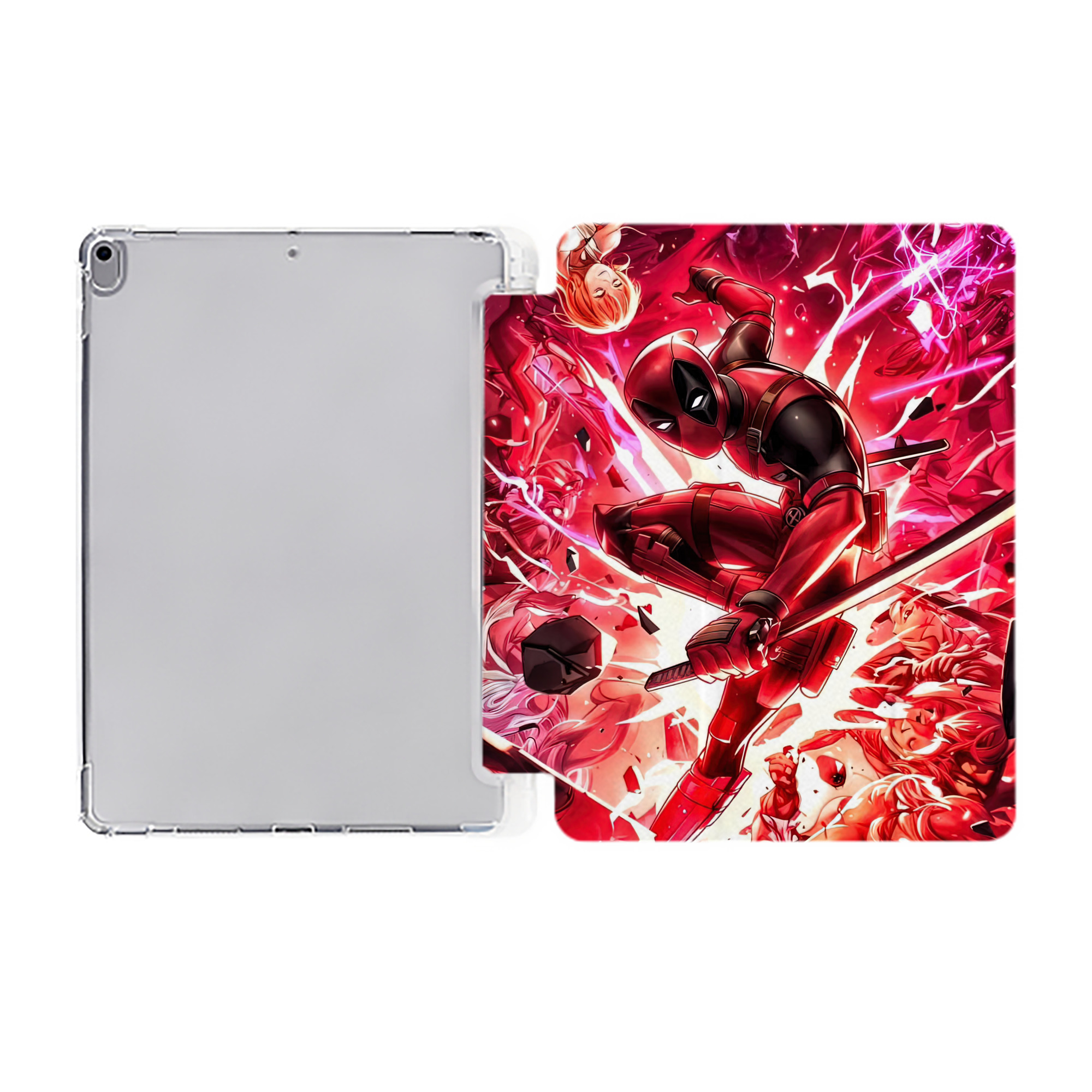 （画像用） Deadpool デッドプール IPad ケース ペン収納付き 三つ折りスタンド PUレザー×シリコン 対応機種9.5/10.5/10.9インチ